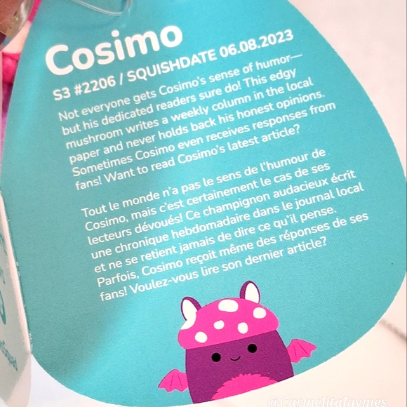 COSIMO 🍄 Mushroom Bat Clip Legendary Collection Original Squishmallow ☆ NWT ☆ - Picture 4 of 8